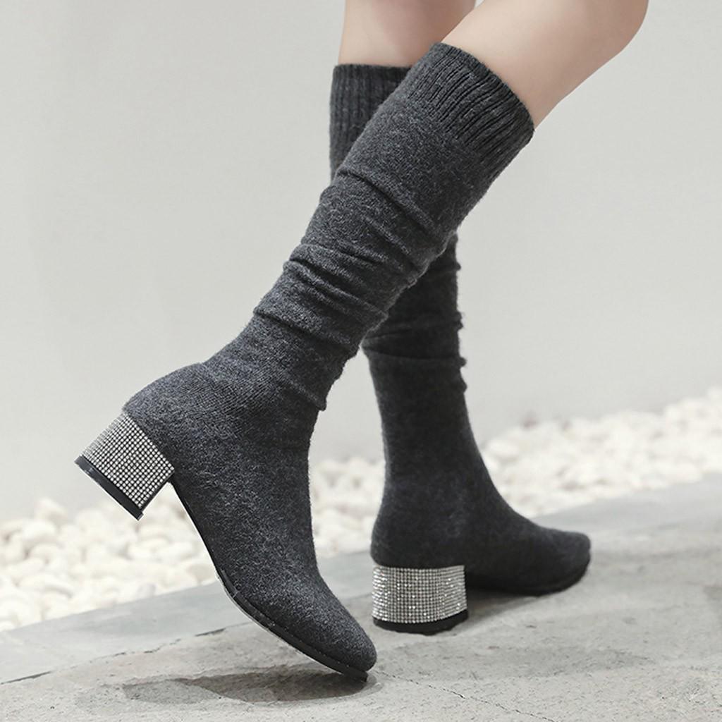Calcetines elásticos de punto para mujeres sobre las botas de rodilla Botas  largas de tacón comprar a buen precio — entrega gratuita, reseñas reales  con fotos — Joom
