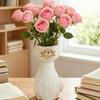 Cute White Cat Ceramic Vase Desk Decoration Flowers Arrangement Artificial Flower Decorative Floral Vases Room Aesthetic Decor