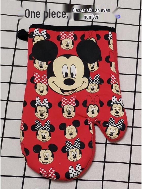 Minnie & Mickey Mouse Cartoon Heat-Resistant Gloves for Kitchen Baking and Microwave Use