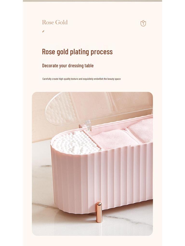 Transparent Dustproof Cosmetic Organizer: Cotton Swab, Makeup Remover, Sponge, Lipstick Storage Box with Lid.