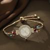 Small Fresh Floral Quartz Watch For Women With Diamond Embellishments And Alloy Strap