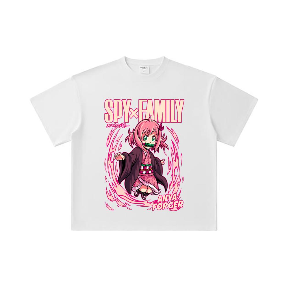 260 GSM Double Yarn 32 Count 100% Cotton Spy x Family V6 Print Unisex Heavy Cotton T Shirt