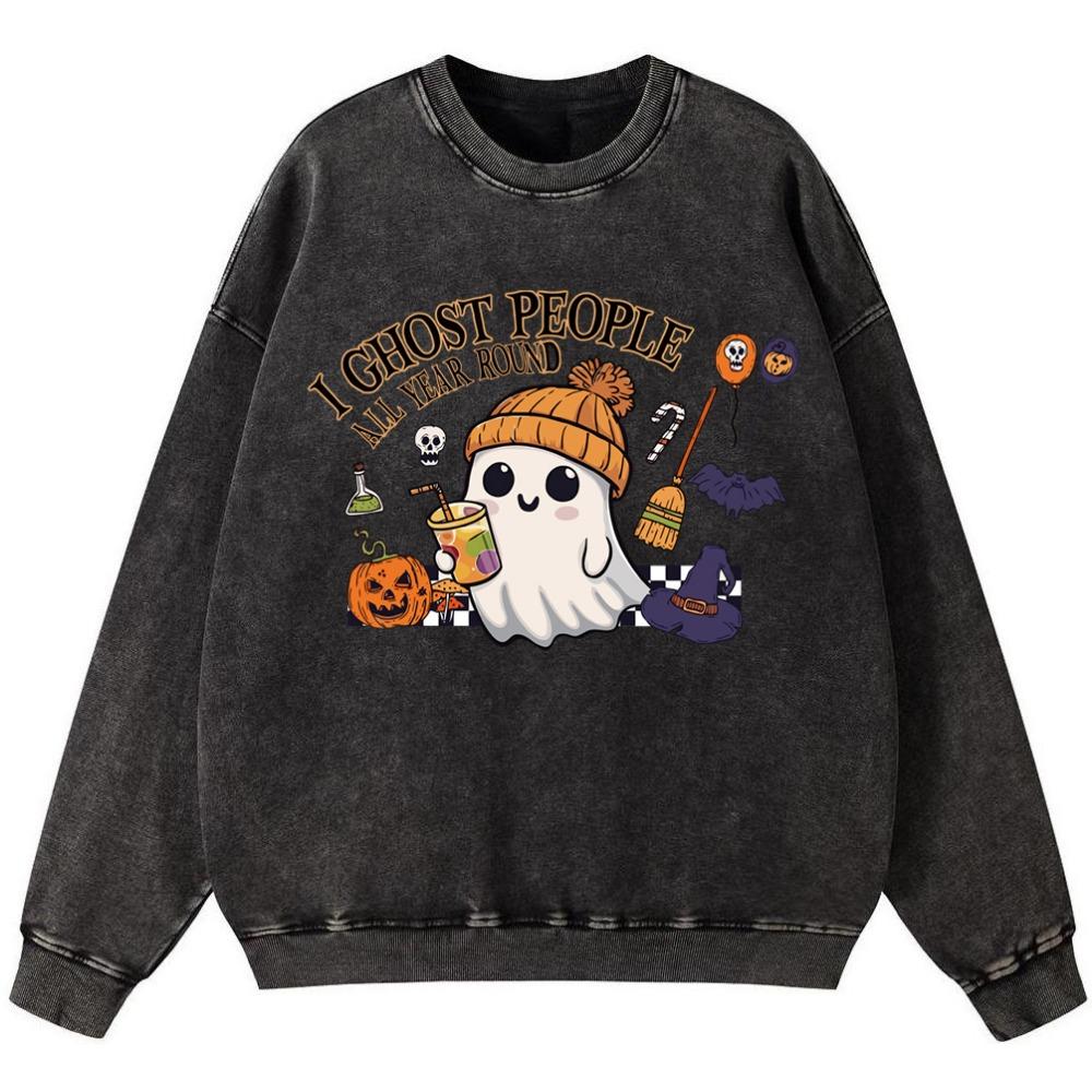 

Я игнорирую людей круглый год Женский винтажный свитшот из стираного хлопка Уличный тонкий стиль Оверсайз пуловер Хипстерский 3XL