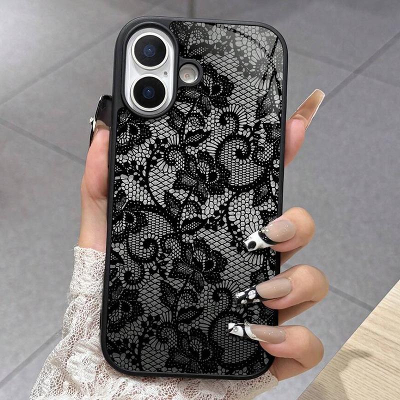 Für iPhone 17 16 15 14 13 12 11 Pro Max Hülle Exquisites Spitzenmuster Silikonhülle Für iPhone Air 16E 16 Plus XS X XR Weiche Hülle