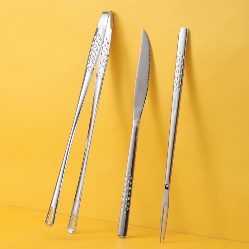 Ru Han Large 304 Stainless Steel BBQ Tongs Set