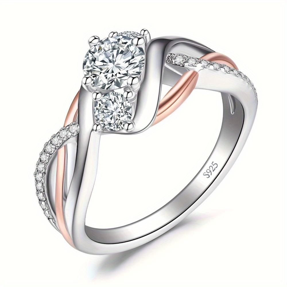 925 Sterling Silver Infinity Symbol Wedding Ring Round Cut Cubic Zirconia Women's Bridal Set