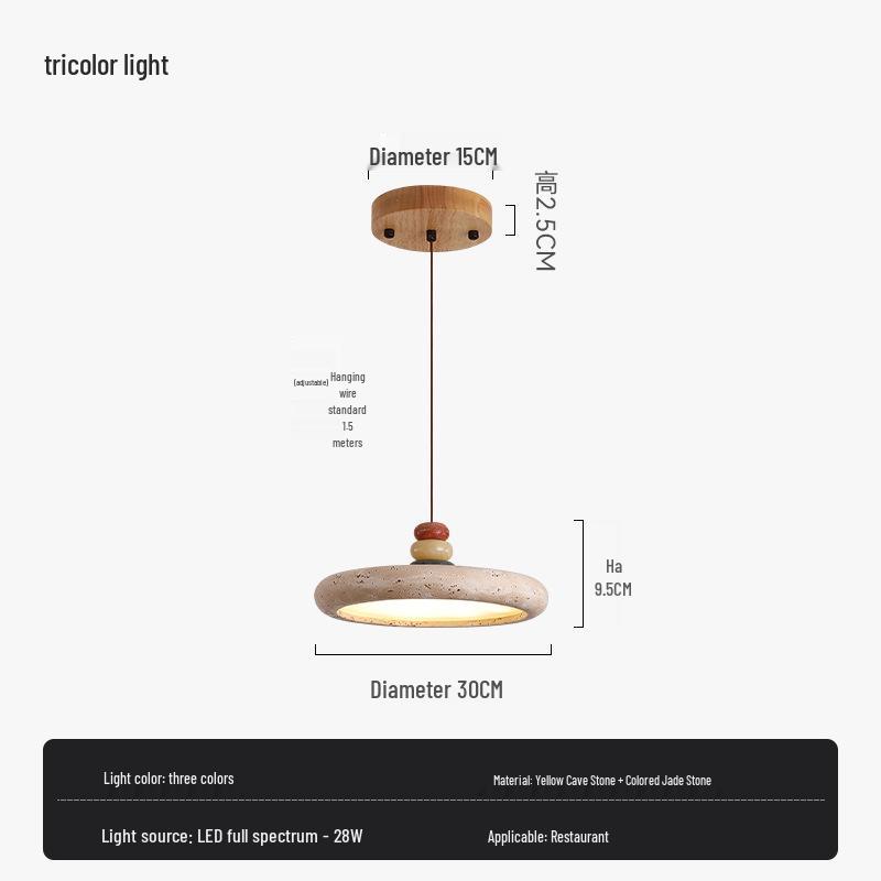 Wabi-Sabi Retro Yellow Travertine Chandelier, 2024 New Design for Dining Room or Bar Counter