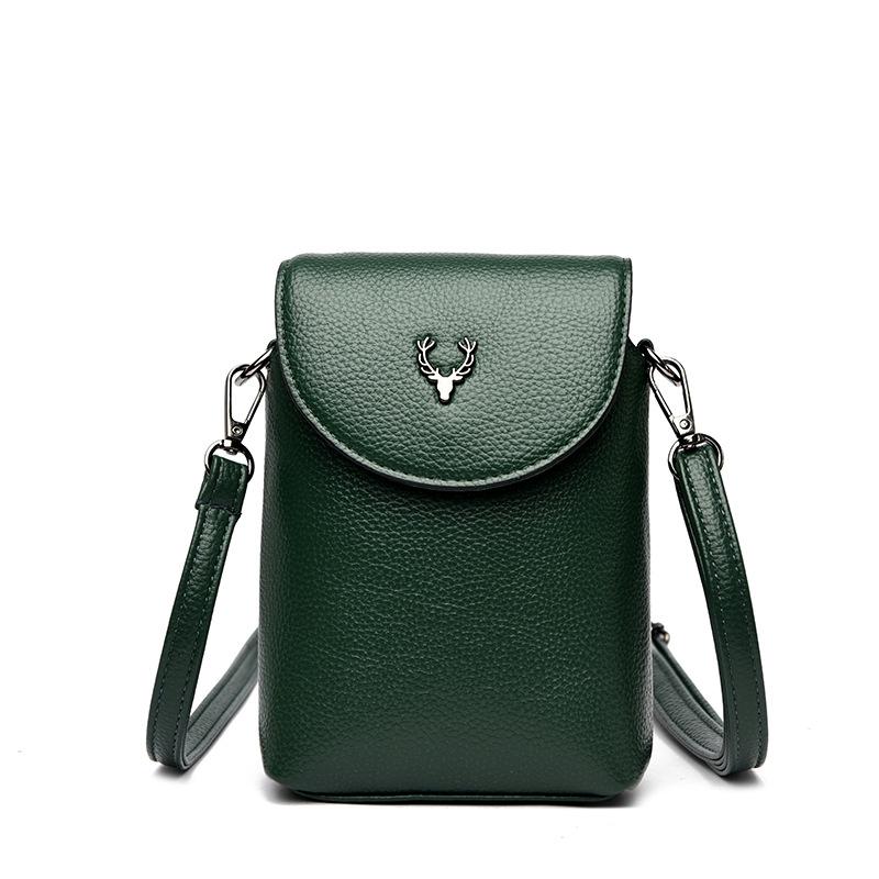 

Повседневная женская сумка из мягкой кожи, Модная сумка через плечо на одно плечо, Чехол для мобильного телефона из мягкой кожи зелёный