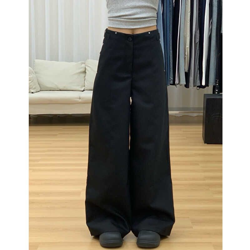 

Tall Black Extended Style Drape Wide-Leg Suit Pants Women s Autumn Loose Slim Looking Spike Stylish Casual Pants Black pants M