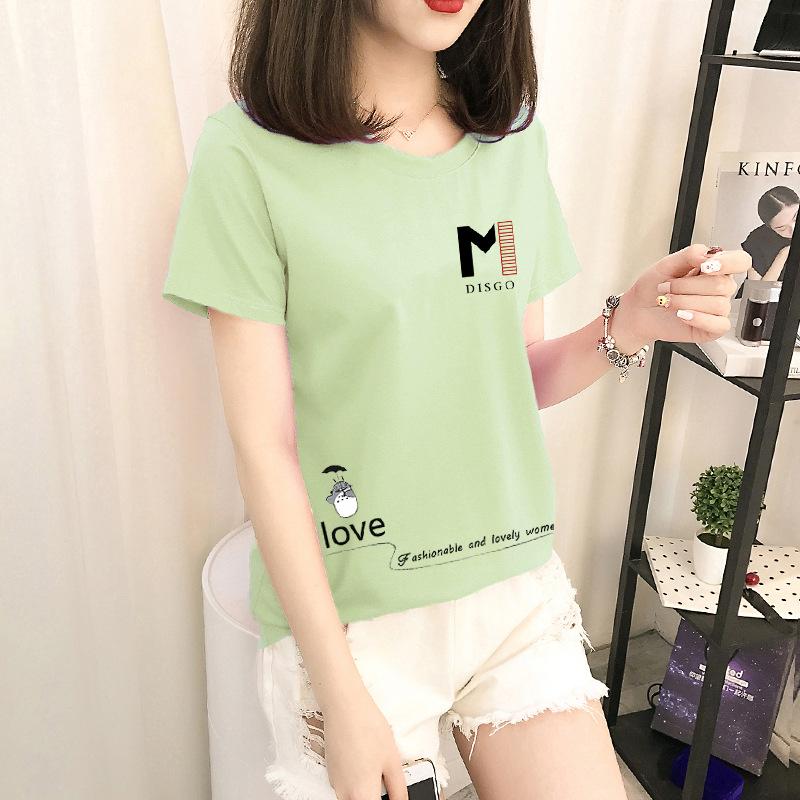 GMXIA Short Sleeve T-shirt Women Loose Ins Women's Crewneck Base Shirt