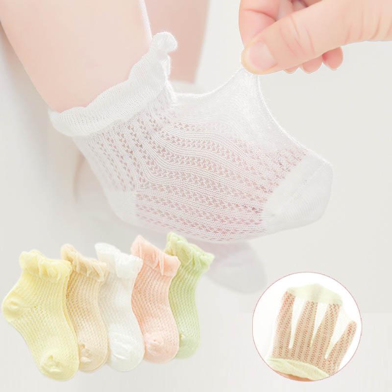 1pair Thin Summer Infant Baby Girls Mesh Socks Newborn Girls White Soft Mid Tube Socks Cool Thin Toddler Kids Girl Socks Clothes