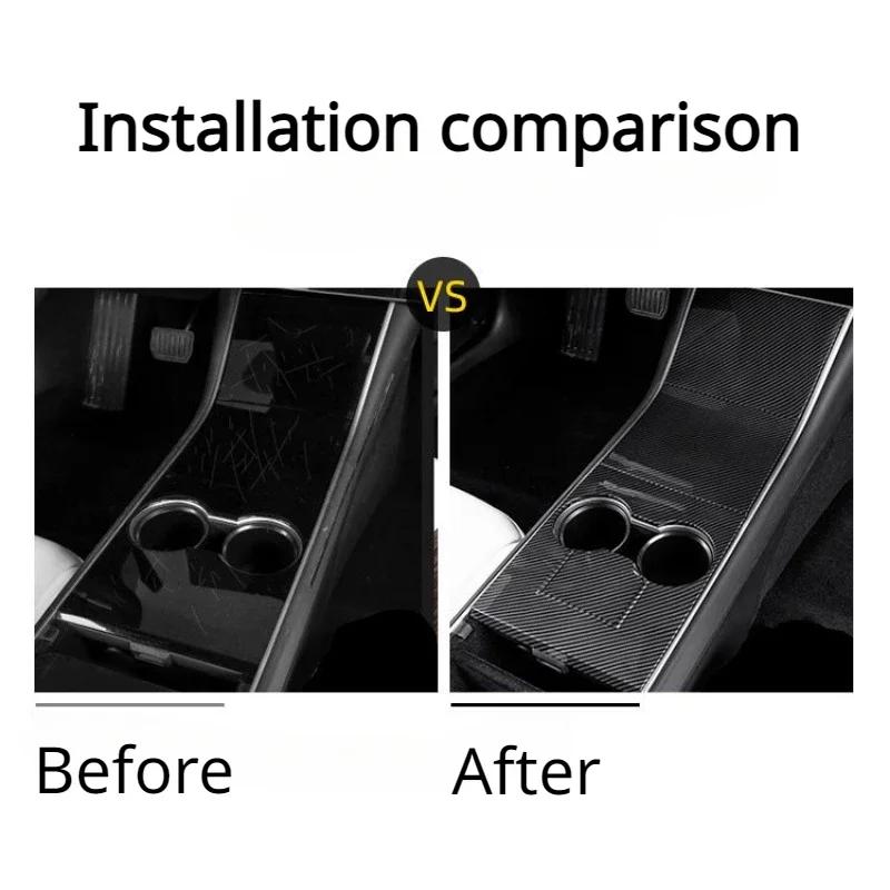 Central Control Panel Protective Patch for Tesla Model 3 Y 2017-2020 ABS Carbon Fiber Decorative Shell Stickers Car Accessories