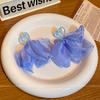 Super fairy chiffon flower fringed earrings women's summer seaside high-end sense exaggerated stud earrings gentle temperament vacation style earrings
