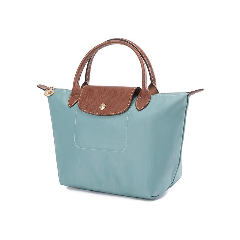 Longchamp Kurzer Griff Faltbare Nylon-Knödeltasche Kleine Damenhandtaschen Eukalyptus-Grün 1621089P93