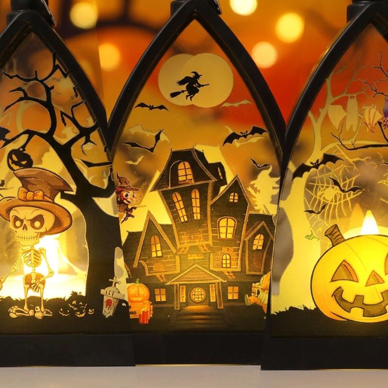Halloween Led Lamp Witch Battery Powered Halloween Night Light Castle Decorative Ghost Lantern Desktop Ornament