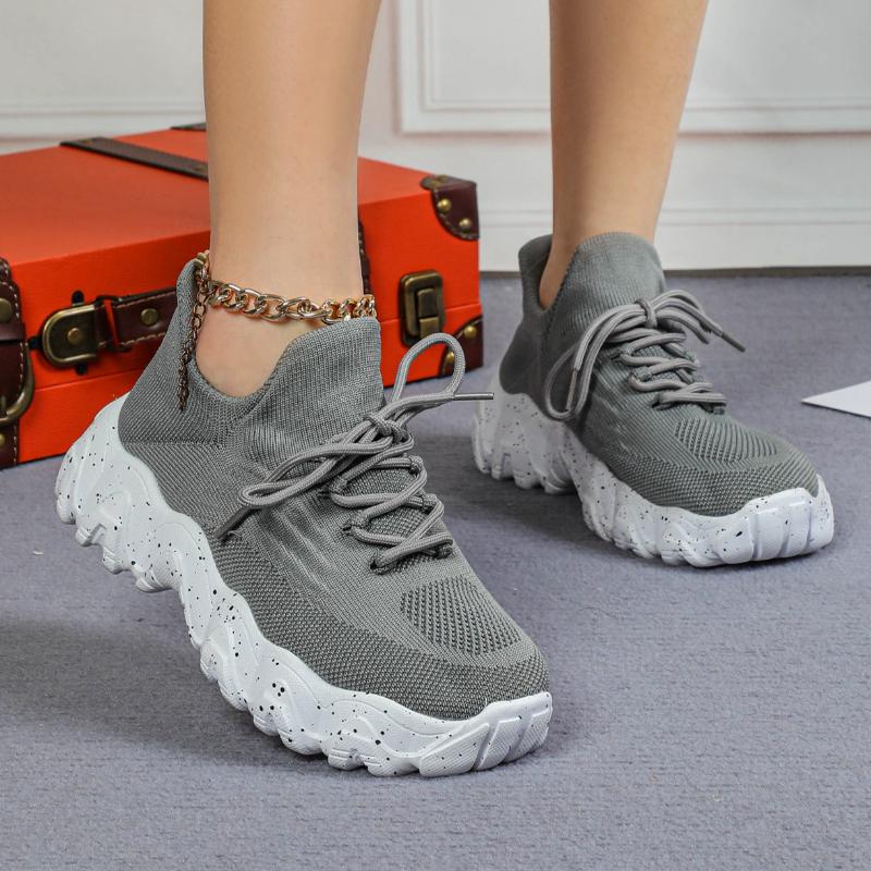 Dzianinowe Codzienne Trampki Modne Grube Buty Siatkowe Trampki na Platformie Oddychające Buty do Chodzenia Sportowe Buty z Grubą Podeszwą