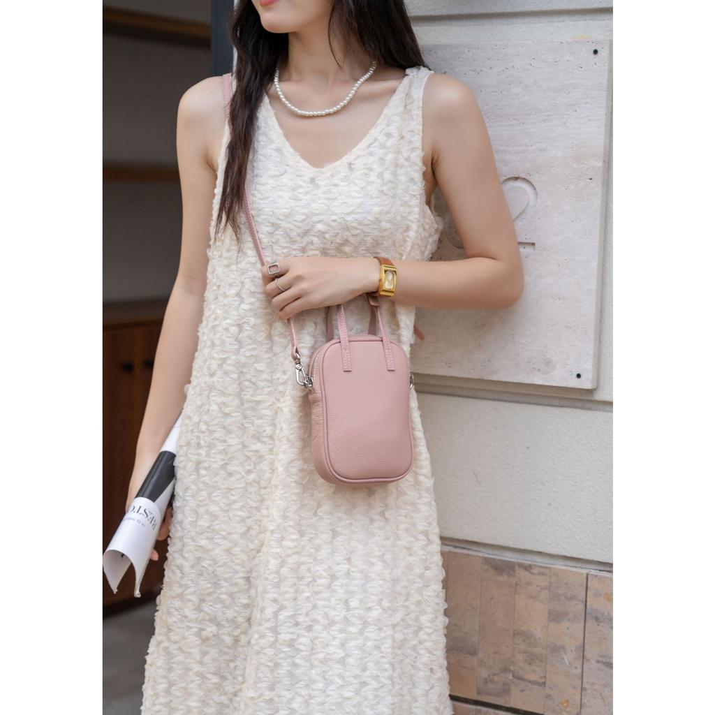 Kuskinn Skulderveske Allsidig Kvinnelig Student Søt Dame Rombe Messenger Skinnveske Praktisk Nøkkelkort Mobiltelefonveske