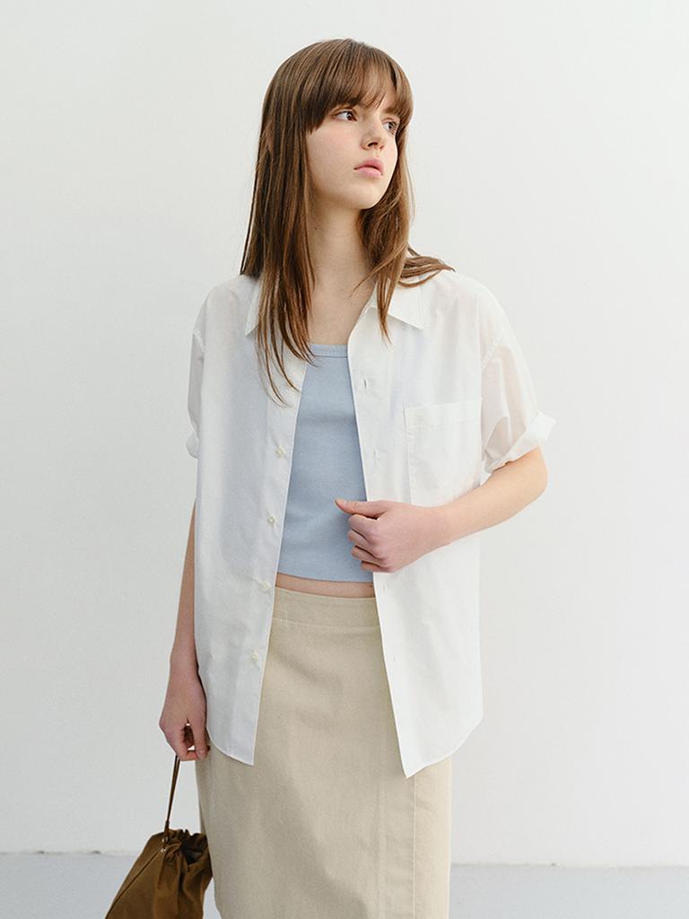 Deonseuteu Unisex Open Collared Striped Shirt_Udsh6B130_White