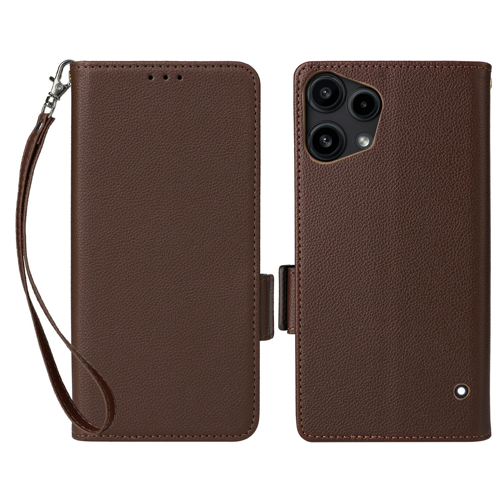 

For Nothing Phone (3a) Lite 5G Case Litchi Texture Wallet Leather Phone Cover with Wrist Strap