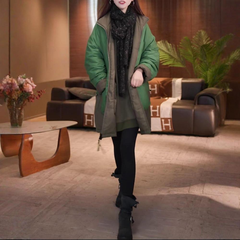 Trendy Thickened Stand Collar Cotton Jacket Women Versatile Slim Fit Winter Coat Reversible Warm Outerwear