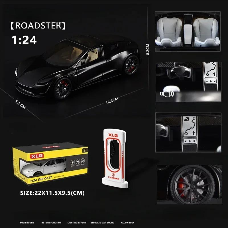 ZTFT9 1:24er Maßstab Legierung Tesla Roadster Sportwagen Modell Druckguss Metall Spielzeugfahrzeuge Cabrio Spielzeug Junge Geschenk Kollektive Wohnkultur