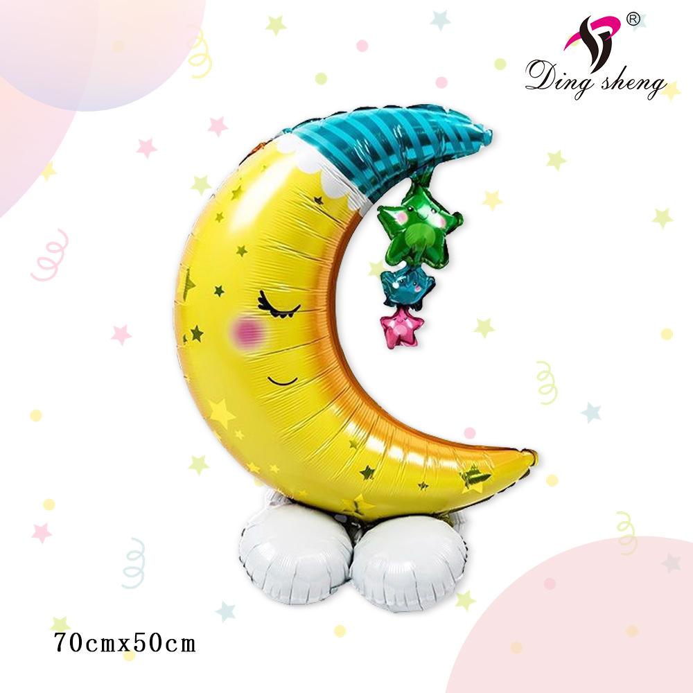

Standing Aluminum Film Balloon, Children S Birthday Party Decoration Arrangement Cartoon Three-Dimensional Balloon With Base Standing Sleeping Moon (individually wrapped)