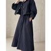 Moda Primavera Autunno Due Pezzi Completi Abito Donna Giacca Corta Reversibile Abito Canotta Casual Monocolore Set Completi Primavera Khaki Nero
