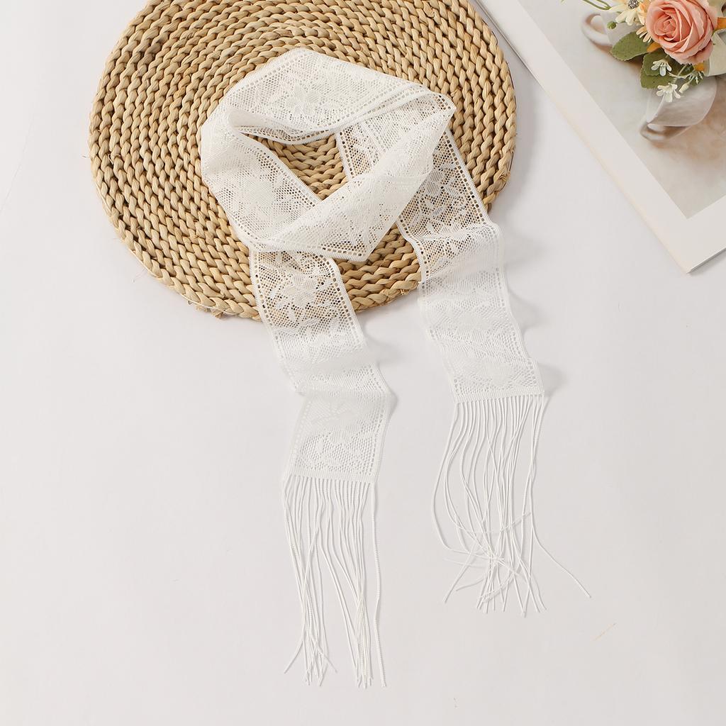 Lace Floral Tassel Neck Scarves Embroidered Skinny Neckerchief Multifunctional Headscarf Sweet Headbands Colorful Hair Scarf