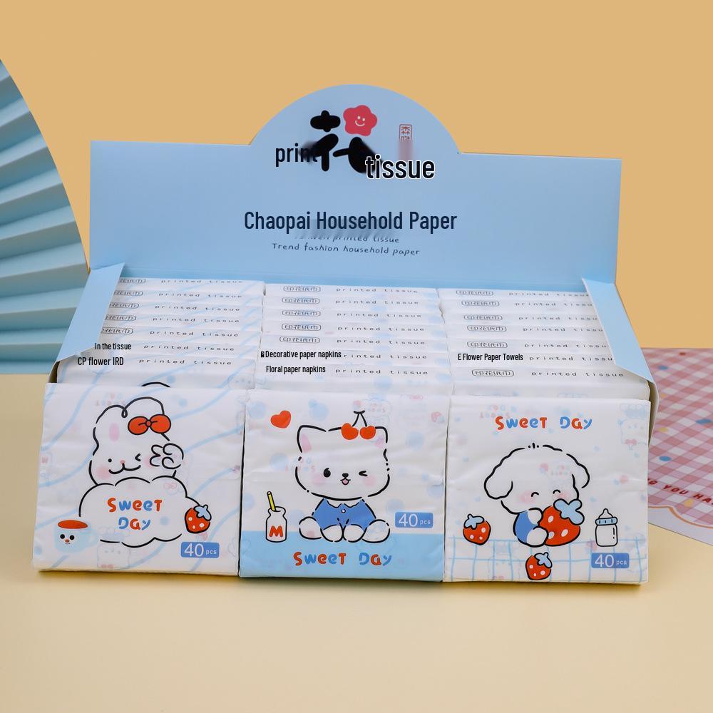 Stylish Portable Pocket Tissue Pack - 40 Sheets of Printed Facial Tissue