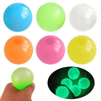 4/8/6/12Pcs Luminous Sticky Ball Glow-in-the-dark Wall Ceiling Sticky Ball TPR Anxiety Relief Stress Ball Fidget Toy Kids Adults Stocking Stuffer Gift