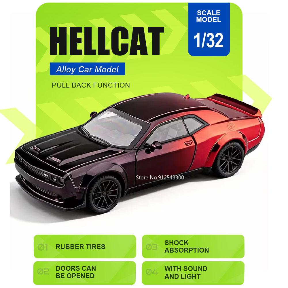 1:32 Scale Hellcat Charger Sports Car Model Toy Shock Absorption Music Light Supercar Models Alloy Diecast Toys Collectible Item