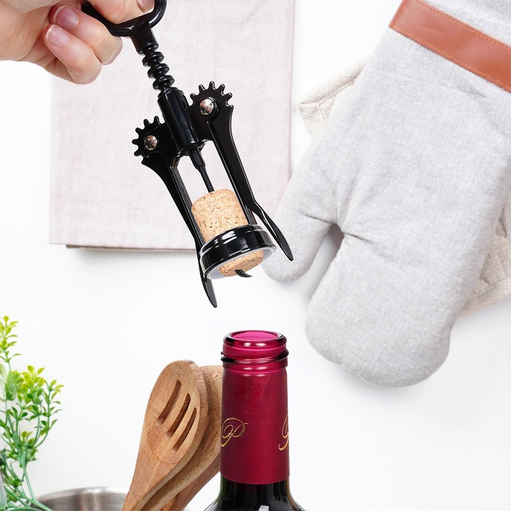 Black metal wine corkscrew 16 cm