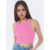 Women's Polo Neck Short Sleeve Ribbed Crop Tops Slim Fit Solid Color Sports Bras