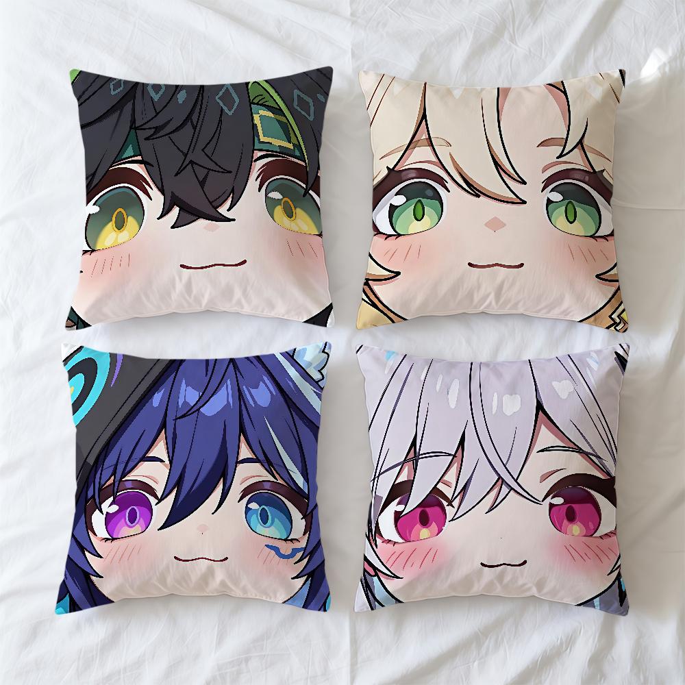 Face Impact Cushion Cover Soft Case Genshin Sofa Living Game Room Home Comfortable Office Decor Protective Q Cute Pillow