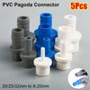 5Pcs Soft PVC Pagoda Connector 20/25/32mm To 8-25mm Pipe Joint Fittings  for Aquarium Fish Tank