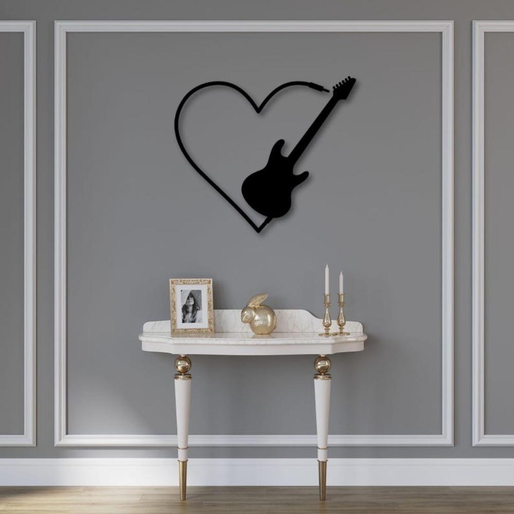 Handmade Metal Guitar Wall Art Sculpture for Music Room, Home Decor, Gift for Rock Music Lovers