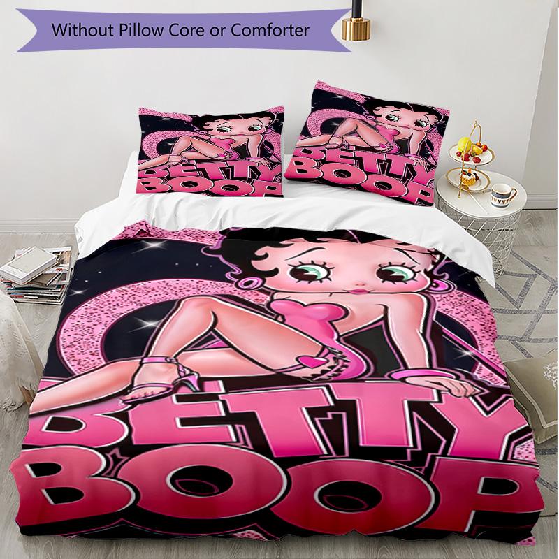 3pcs Duvet Cover Set (1*Duvet Cover + 2*Pillowcase, Without Core), Betty Boop Print Soft All‑Season Bedding Set, Home Bedroom Decor Gift