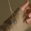 Mihmily Brand-blue Teardrop Glitter Double-layer Necklace, Simple and Fashionable Personality