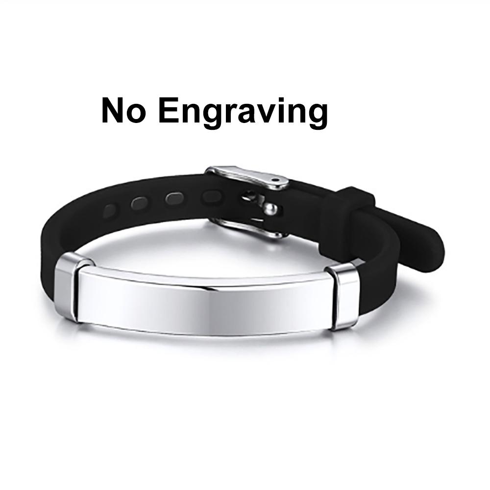Personalized ID Bracelet Kids Children Adjustable Soft Silicone Stainless Steel Pendant Emergency Phone Custom Bracelets