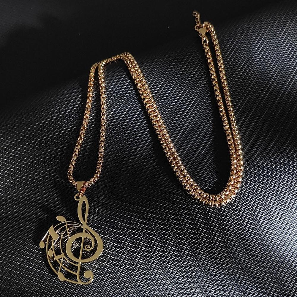 Lightweight Treble Clef Necklace Hollow Design Musical Note Charm Pendant Jewelry  Music Lovers
