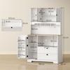 Kitchen Sideboard, High, 3 Doors, 2 Drawers, Worktop, Open Compartments, White