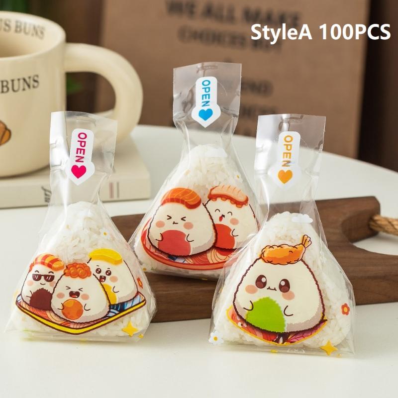 50/100 Pcs Cartoon Capybara Koala Triangle Rice Ball Packaging Bag Nori Onigiri Sushi Bag Sushi Making Mold Bento Accessories