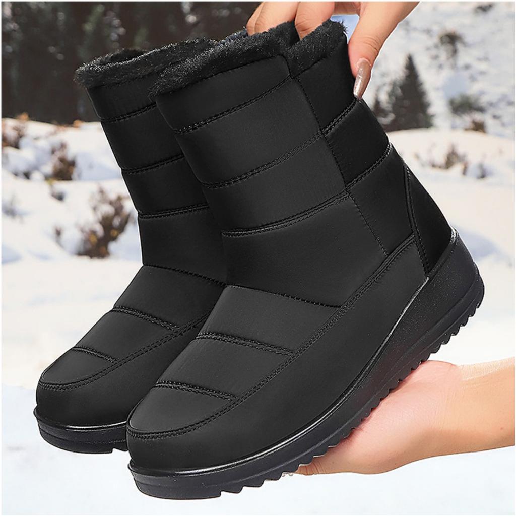 Women's Cotton Shoes Winter New Style with Plush and Thick Snow Boots, Waterproof and Anti Slip, One Foot Cotton Boots