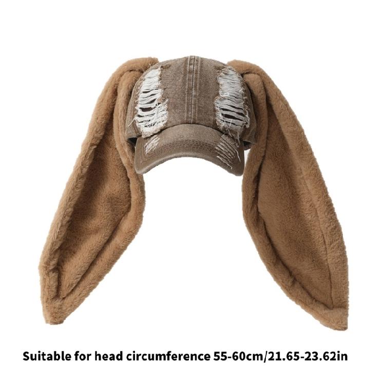 Baseballkappe mit Plüschhasenohren, flexibler Snapback-Verschluss, Dad-Cap, Anime-Kopfbedeckung für Frauen und Teenager, Mottoparty, Musikfestival