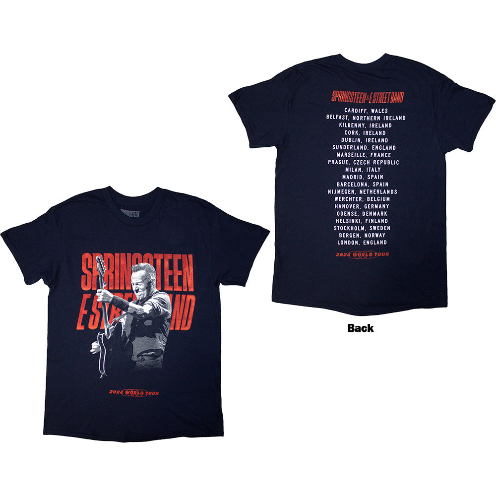 Bruce Springsteen TShirt Tour 24 Guitar Photo Back Print ExTour OFFICIAL XL