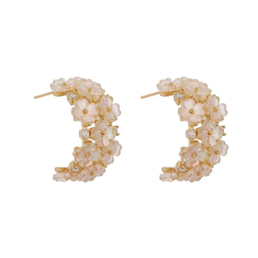 

Yhpup Cute Natural Shell Flower Stud Earrings for Women Korean Geometric Small Earrings Copper Jewelry Boucle D Oreille Femme
