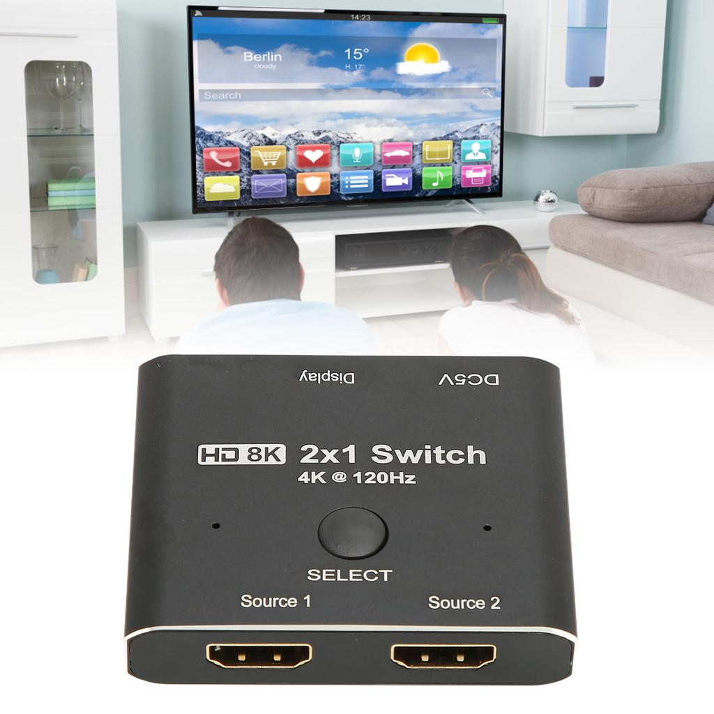 HD Multimedia Interface Switcher Aluminium Alloy 2 Way 8K 48Gbps HD Multimedia Interface 2.1 Switche