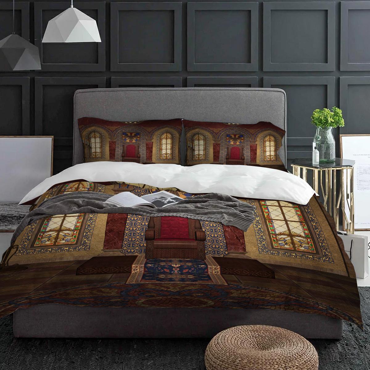 

Постельное белье «Средневековый замок» 3 предмета для мальчиков и девочек пододеяльник наволочка детский взрослый пододеяльник комплект для двуспальной кровати домашний текстиль EU single(135x200cm)