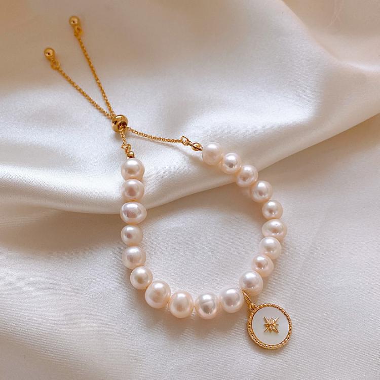 Baroque Freshwater Pearl Eight-Pointed Star Friendship Bracelet for Women