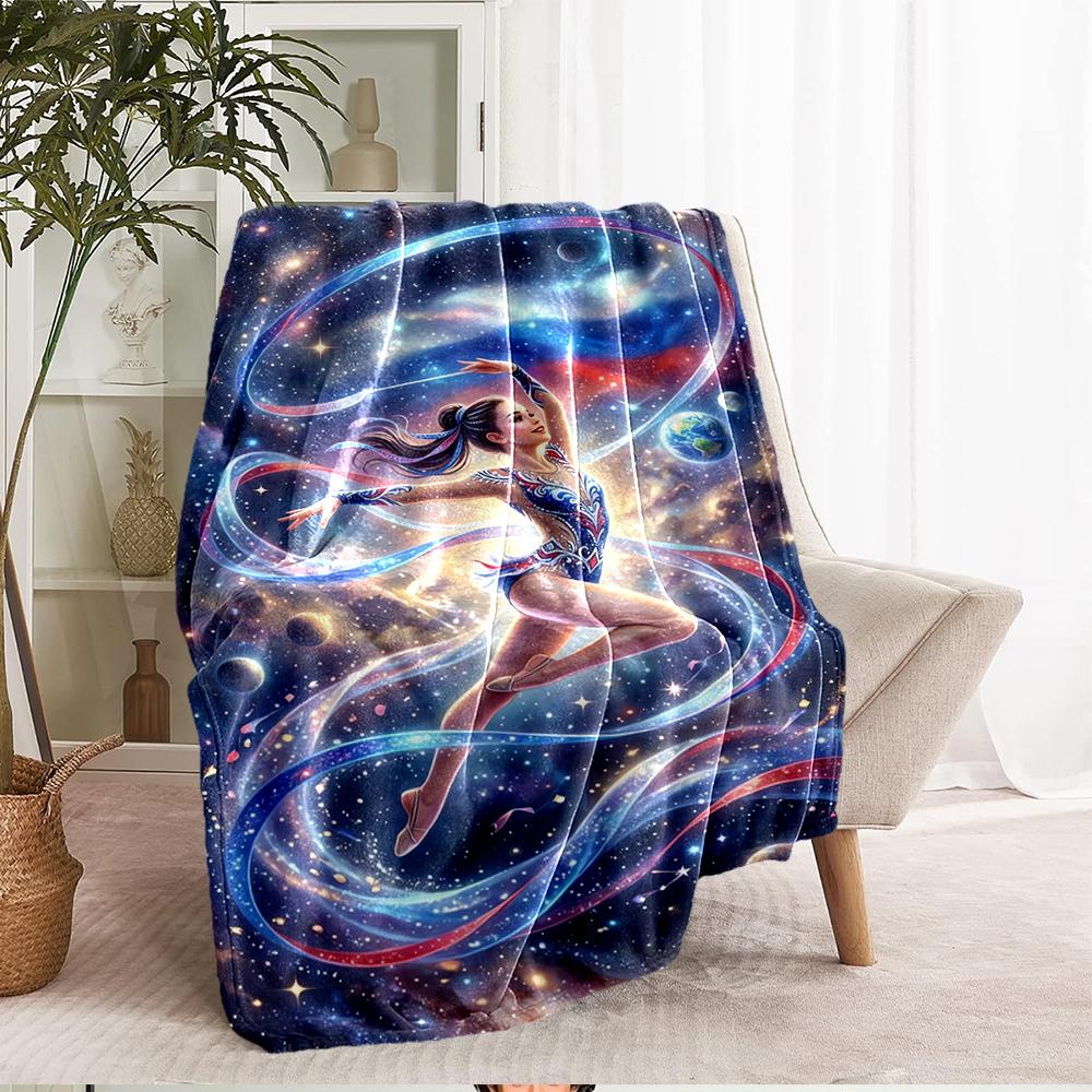 Gymnastics Theme Printed Blanket - Perfect for Couch, Bed, Travel & Outdoor Use | Machine Washable, Cozy & Durable.